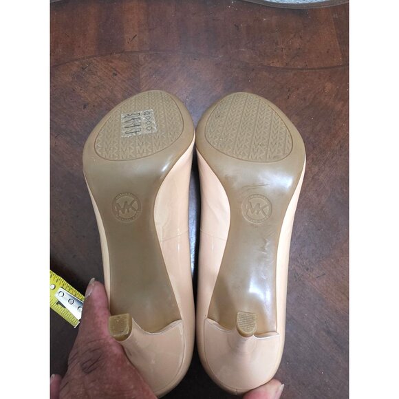 Michael Kors Nude Patent Leather Heels With Rhinestone Detail Size 6.5M - Picture 10 of 14